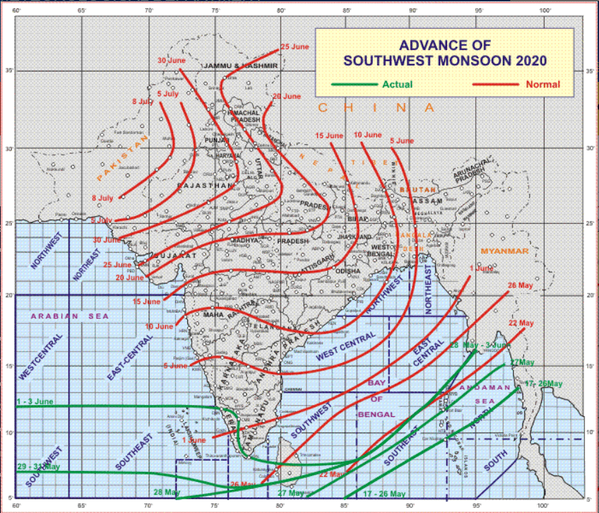 Indian monsoon in 2020