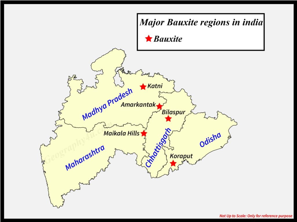 mineral resources of India map- bauxite
