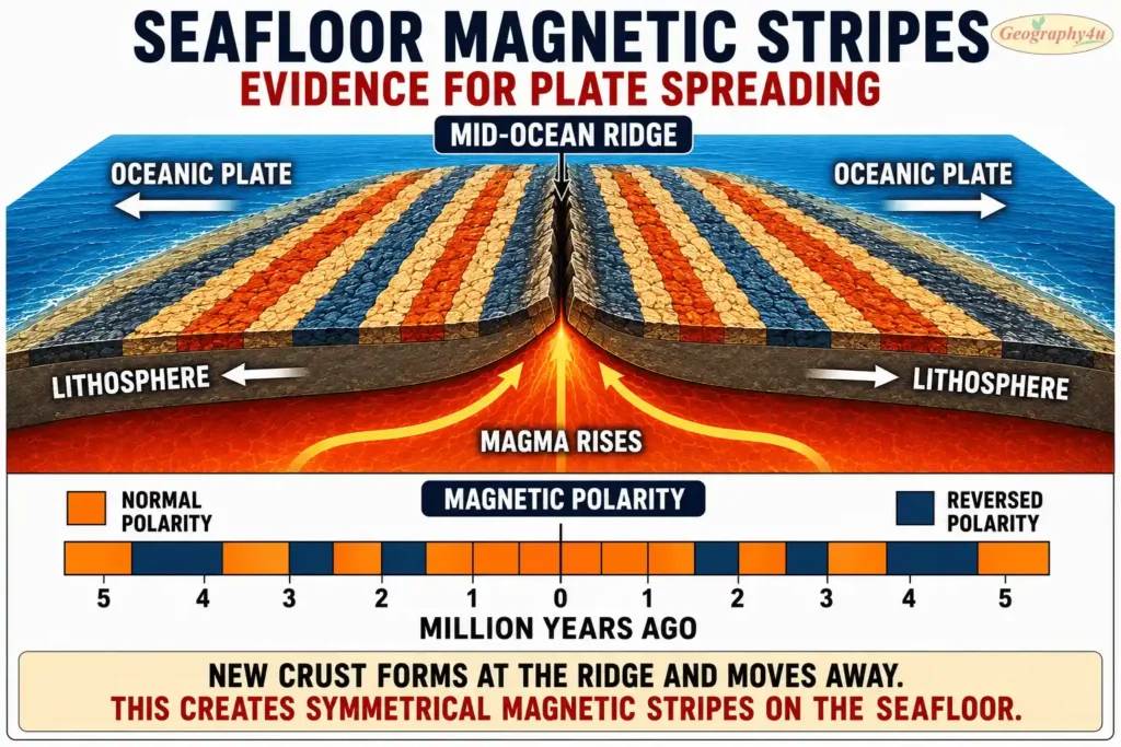 Sea floor magnetic strips