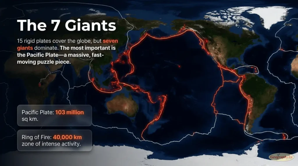 The seven major plate boundaries