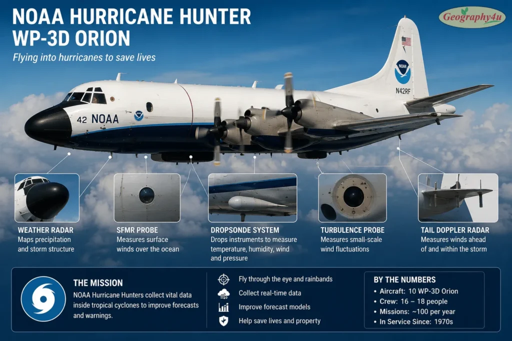 The NOAA Hurricane Hunter aircraft used to fly into hurricanes for data collection