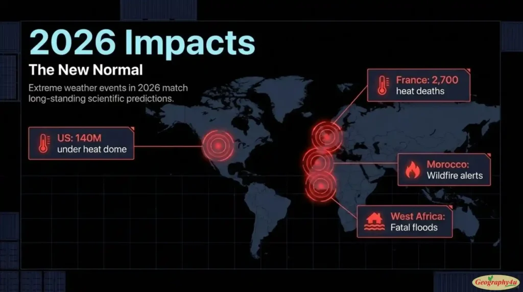 World map showing major 2026 extreme weather events