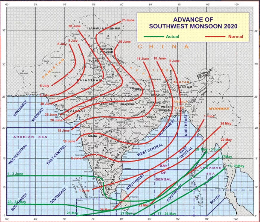Indian monsoon in 2020